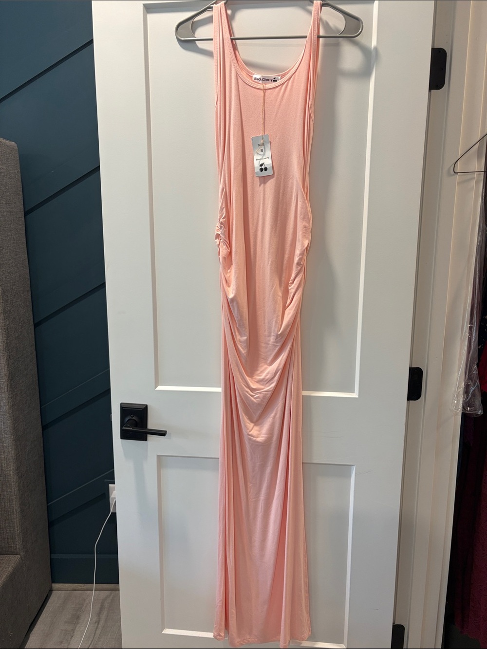 BlackCherry Light Peach Sleeveless Maxi Dress